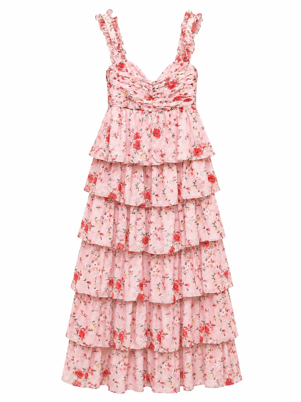 Ieena Mac Duggal Floral Ruffled Sleeveless Draped Maxi Dress Size 16 - Picture 5 of 12